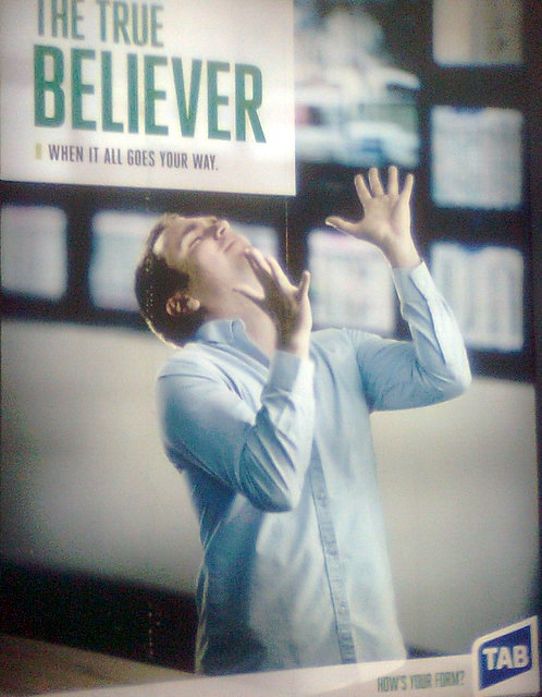 "The joy of gambling" - one of three giant TAB ads at Southern Cross station