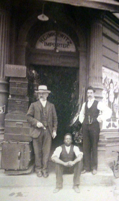 Heinrich, top left, in front of his Johannesburg toy shop