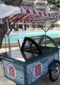 An faux-Italian  ice-cream vendor on wheels, hotel Double Six 